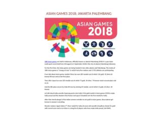 ASIAN GAMES 2018: JAKARTA PALEMBANG