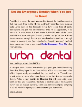 Get An Emergency Dentist When You Are In Need
