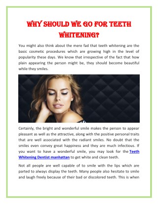 Why should we go for Teeth Whitening