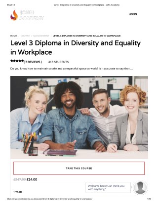 Level 3 Diploma in Diversity and Equality in Workplace - John Academy