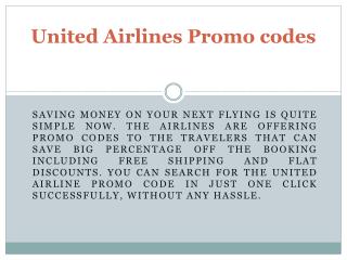 United Airlines Promo codes Coupons and Discount