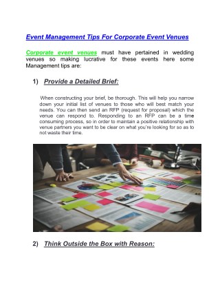 Event Management Tips For Corporate Event Venues