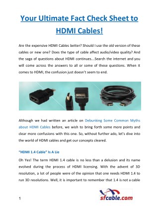 Your Ultimate Fact Check Sheet to HDMI Cables!