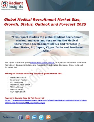 Global Medical Recruitment Market Size, Growth, Status, Outlook and Forecast 2025