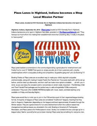 Plaza Lanes in Highland, Indiana becomes a Shop Local Mission Partner