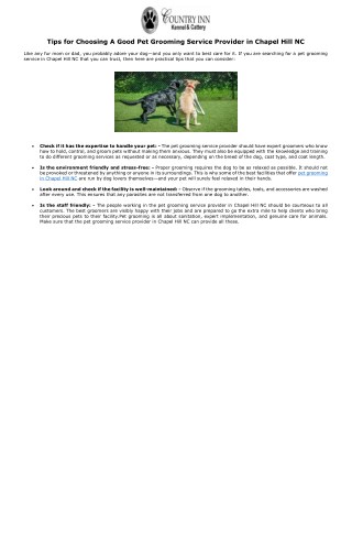 Tips for Choosing A Good Pet Grooming Service Provider in Chapel Hill NC