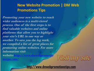 New Website Promotion | DM Web Promotions Tips