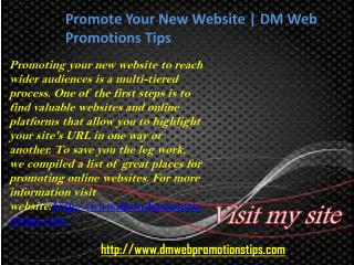 Promote Your New Website | DM Web Promotions Tips