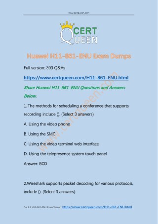 2018 CertQueen Huawei H11-861-ENU Exam Dumps