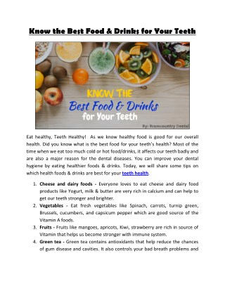 Know the Best Food & Drinks for Your Teeth