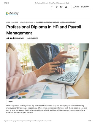 Professional Diploma in HR and Payroll Management - istudy