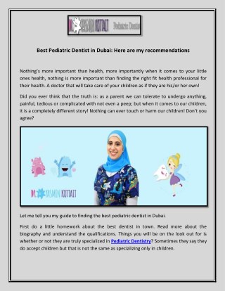 Best Pediatric Dentist in Dubai: Here are my recommendations