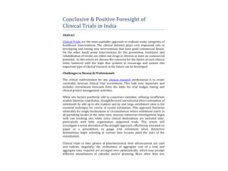 Conclusive & Positive Foresight of Clinical Trials in India