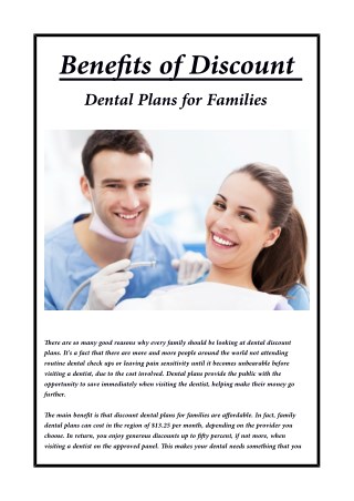 Benefits of Discount Dental Plans for Families