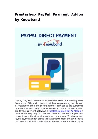 PrestaShop PayPal Payment Addon by Knowband