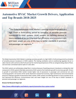 Automotive HVAC Market Growth Drivers, Applications and Top Brands 2018-2025