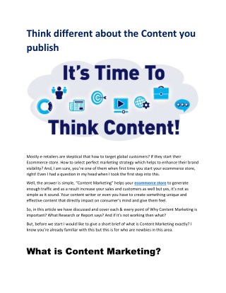 Think different about the Content you publish
