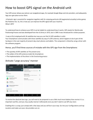 How to boost GPS signal on the Android unit