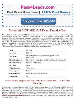 Microsoft Dynamics 365 MB2-715 Exam Questions 2018