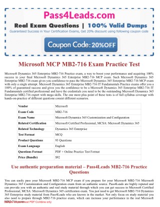 Microsoft Dynamics 365 MB2-716 Exam Questions 2018