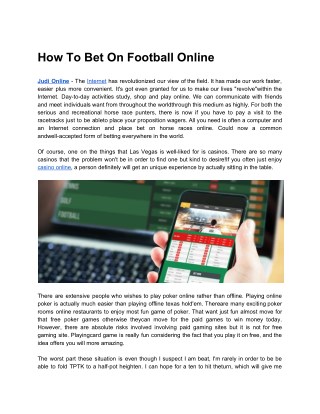 How To Bet On Football Online