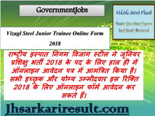 Vizagl steel junior trainee online form 2018