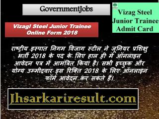 Vizagl steel junior trainee online form 2018