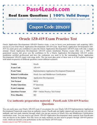 Oracle 1Z0-419 Exam Practice Questions - 2018 Updated