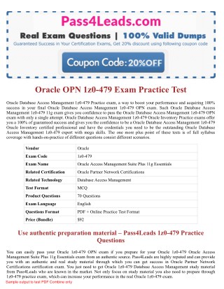 Oracle 1z0-479 Exam Dumps - 1z0-479 PDF Questions