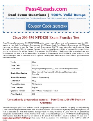 Cisco 300-550 NPDESI Exam Practice Questions - 2018 Updated