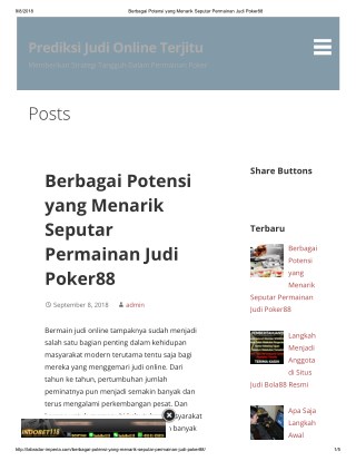 Berbagai Potensi yang Menarik Seputar Permainan Judi Poker88