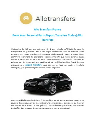 Allotransfers | Rental - Airport Shuttle - Private Transfer Paris, Londres, Rome, New-York, Miamiâ€¦