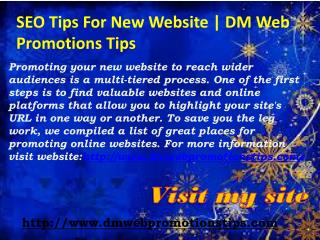 SEO Tips For New Website | DM Web Promotions Tips