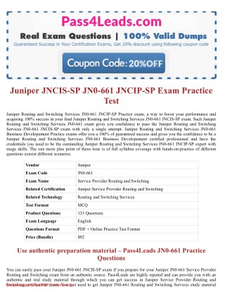 JN0-661 Exam Practice Test Online - 2018 Updated with 30% Discounted Price