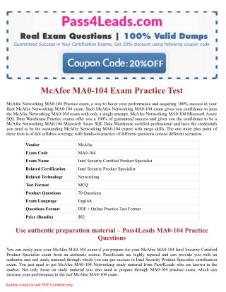 McAfee MA0-104 Exam Dumps - MA0-104 PDF Questions