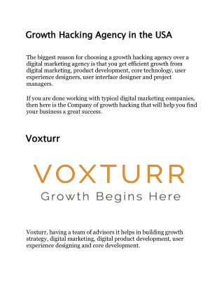 Growth Hacking Agency in the USA