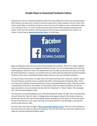 Simple Steps to Download Facebook Videos