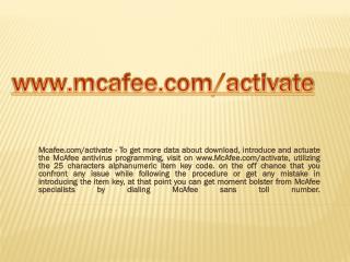 McAfee.com/activate | Enter McAfee Activation Code