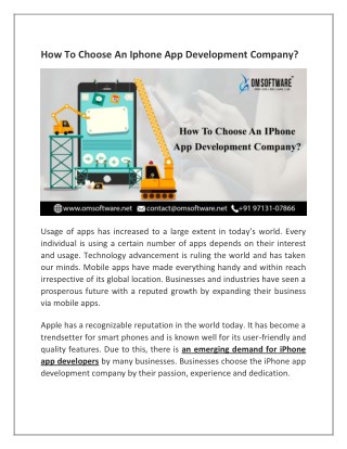 How To Choose An IPhone App Development Company?