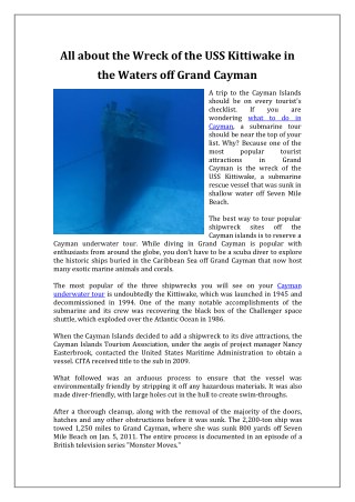 All about the Wreck of the USS Kittiwake in the Waters off Grand Cayman - Cayman Islands Submarine