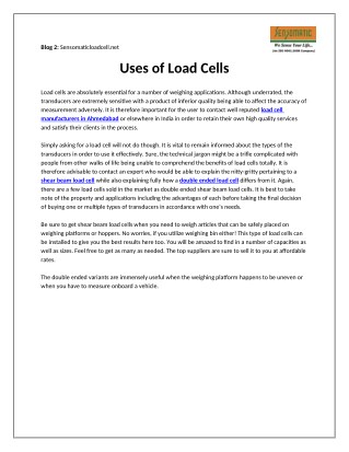 Uses Of Load Cells