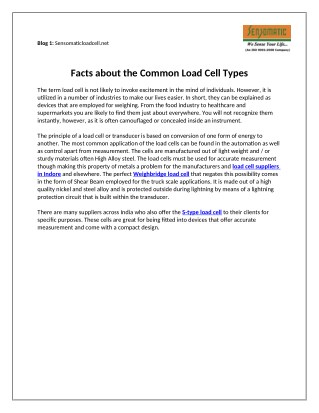 Facts About The Common Load Cell Types