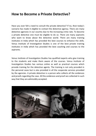 How to Become a Private Detective?
