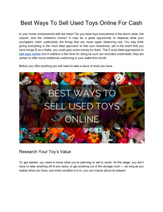 Best Ways To Sell Used Toys Online For Cash