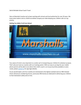 Safe & Reliable School Coach Travel