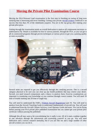 Moving the Private Pilot Examination Course