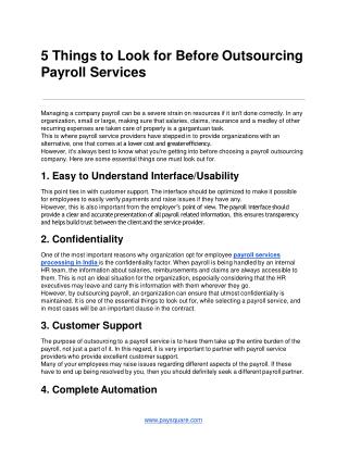5 Things to Look for Before Outsourcing Payroll Services