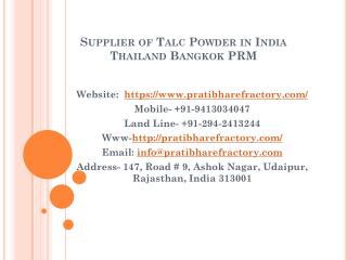 Supplier of Talc Powder in India Thailand Bangkok PRM