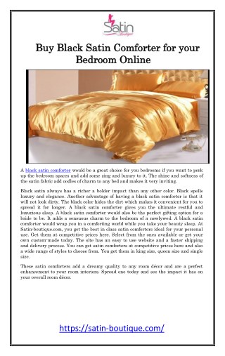 Buy Black Satin Comforter for your Bedroom Online