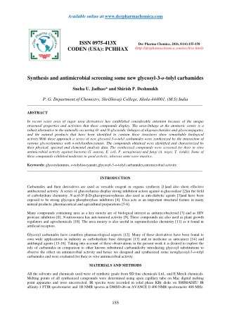 Synthesis and antimicrobial screening some new glycosyl-3-o-tolyl carbamides